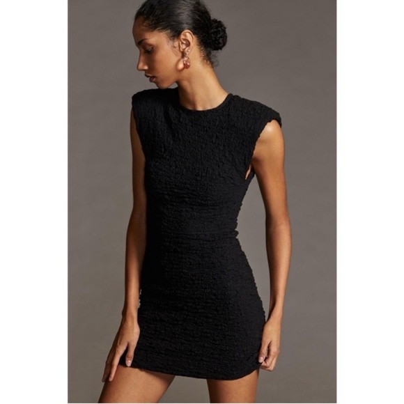 Sabina Musayev Anthropologie Black Textured Mini Dress